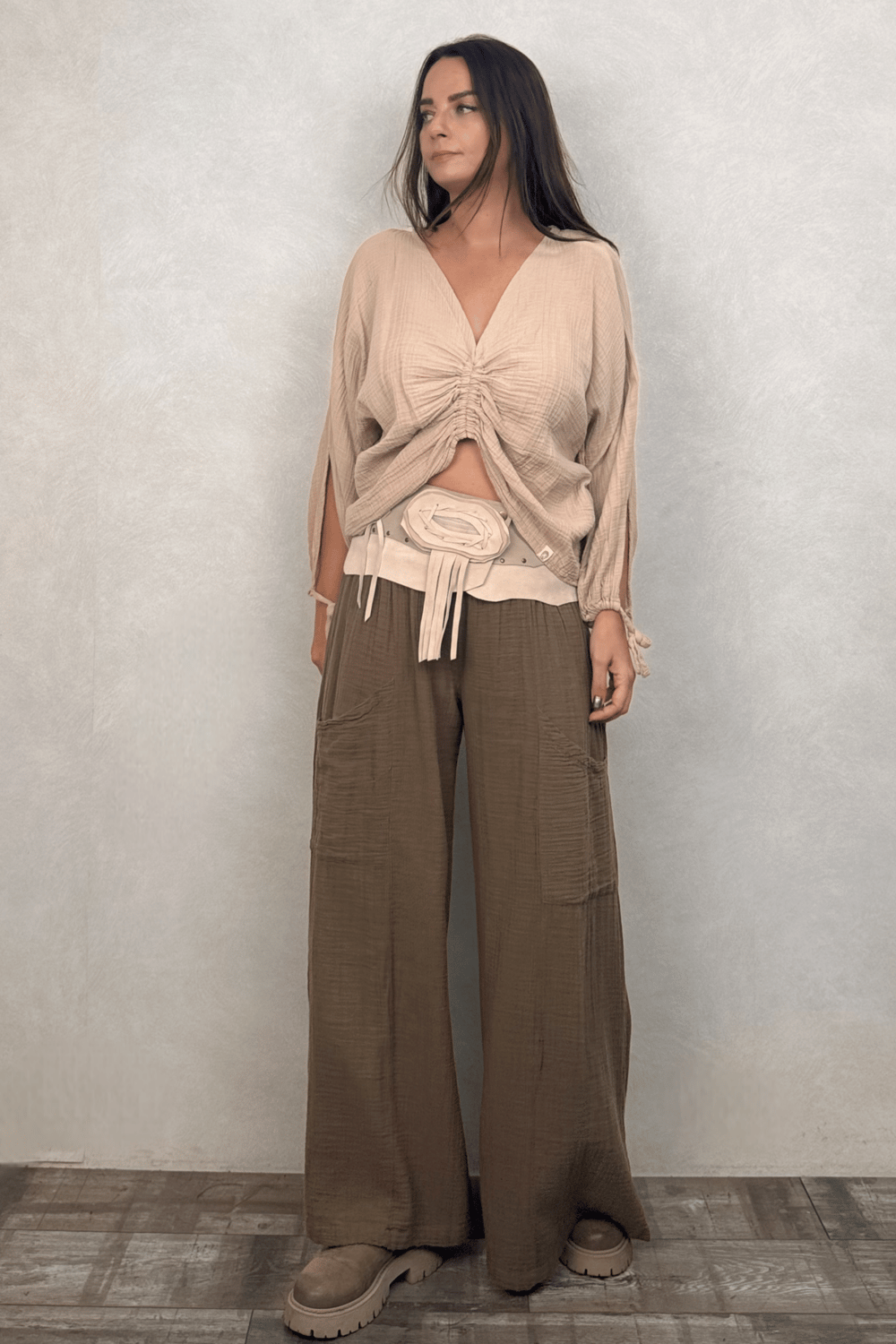 Bendis Müslin Pantolon Neutral Brown -Doğal Kahve
