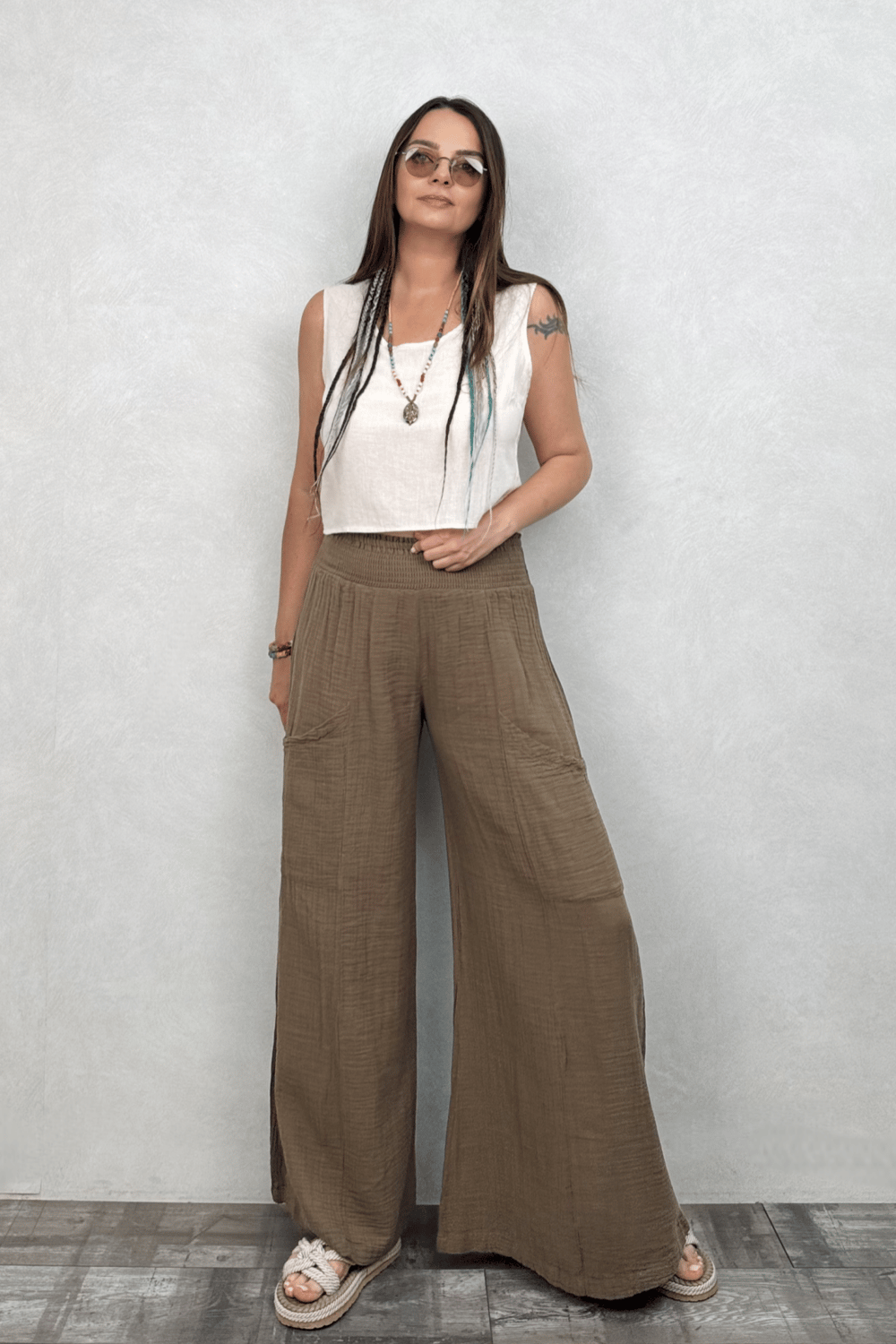 Bendis Müslin Pantolon Neutral Brown -Doğal Kahve