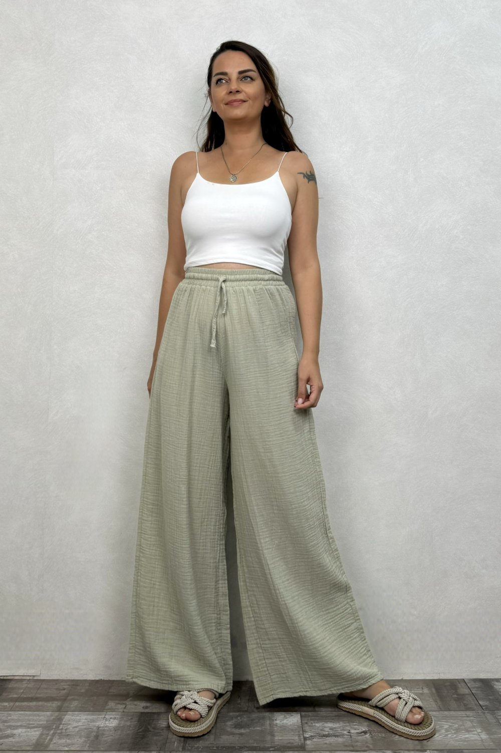 Benedit Müslin Pantolon Sea Green - Su Yeşili