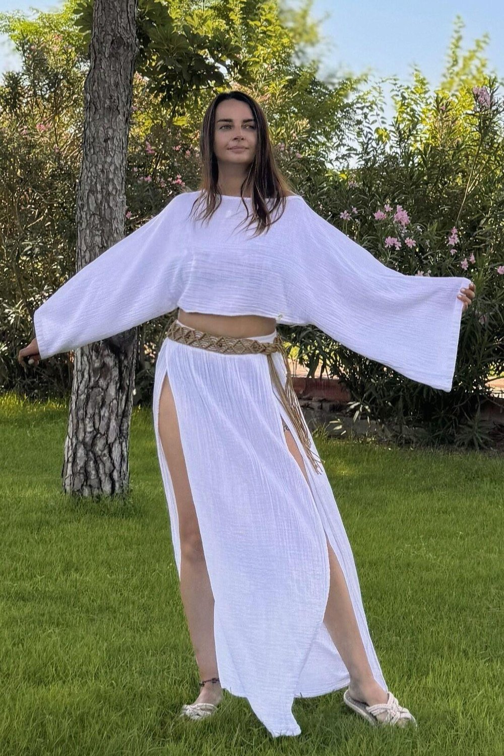 Bia Müslin Bluz  - Beyaz