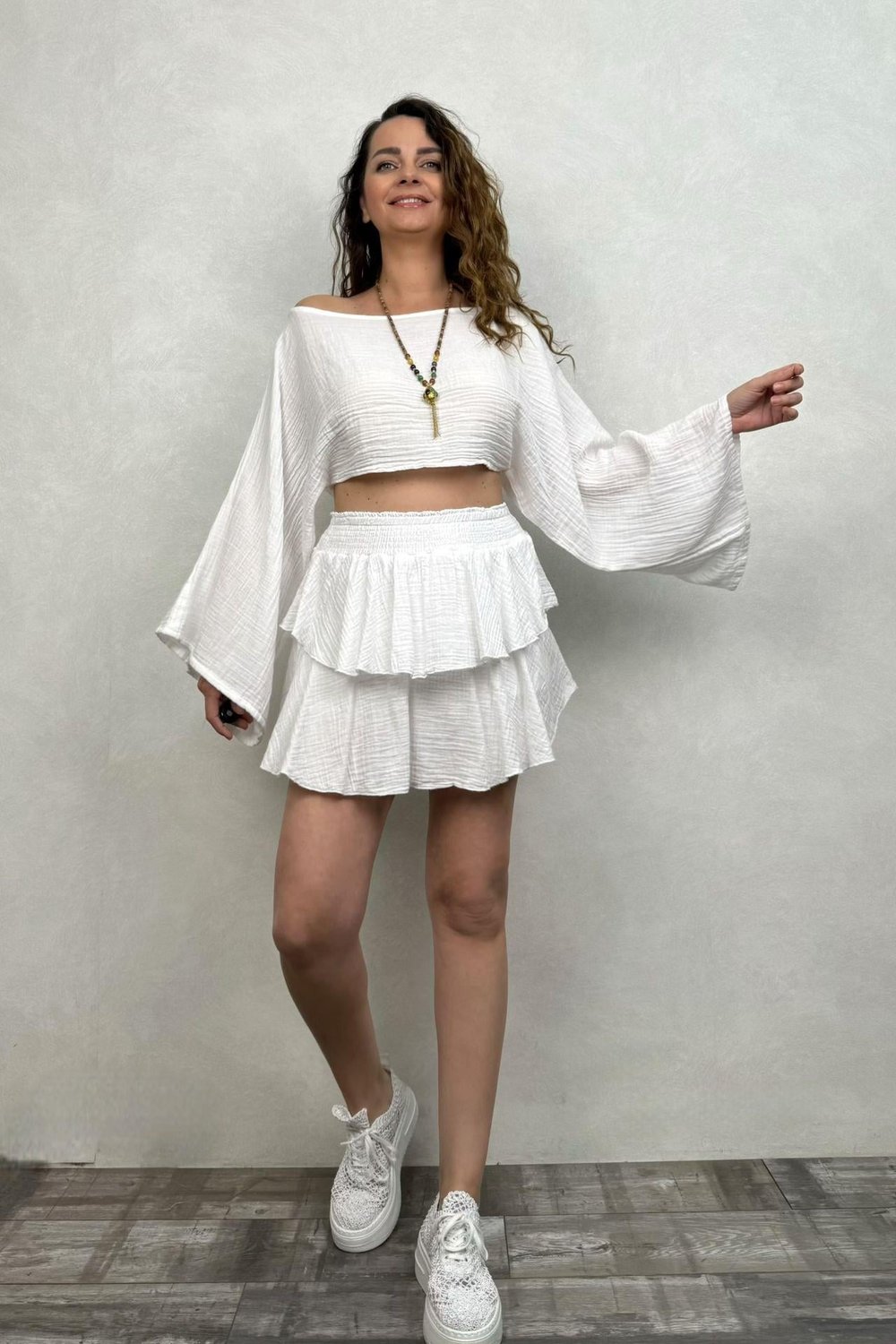 Bia Müslin Bluz  - Beyaz
