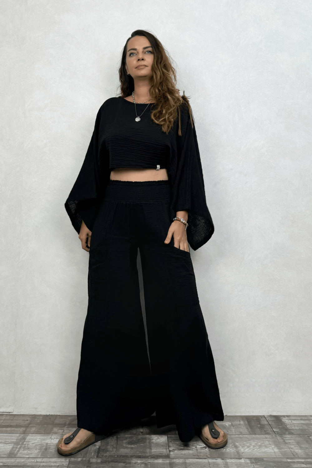 Bia Müslin Bluz  - Siyah