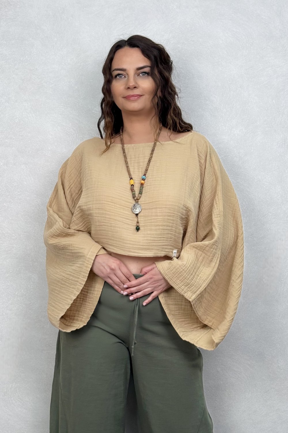 Bia Müslin Bluz Sand - Kum Beji