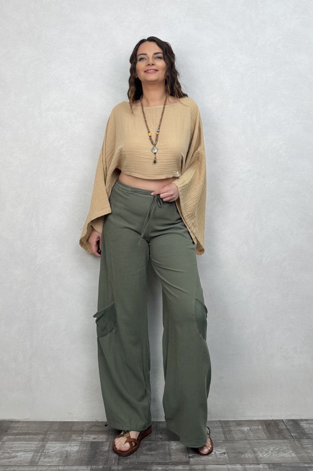 Bia Müslin Bluz Sand - Kum Beji