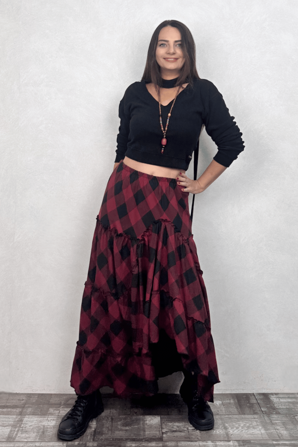 Carmen Ekose Maxi Etek - Bordo