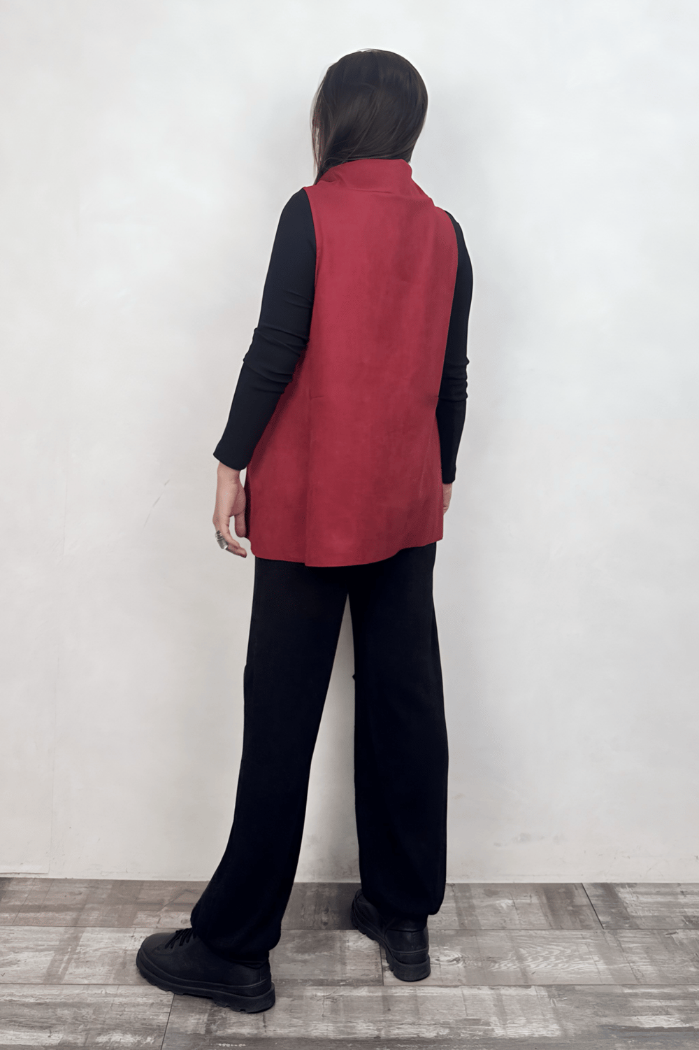 Cep Detaylı Süet Bluz - Bordo