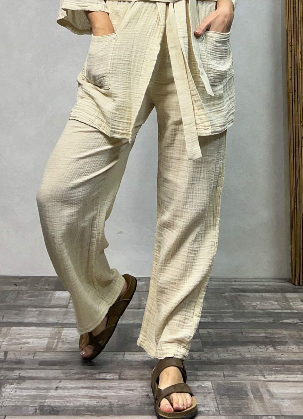 Ceres Müslin Pantolon Beige - Bej