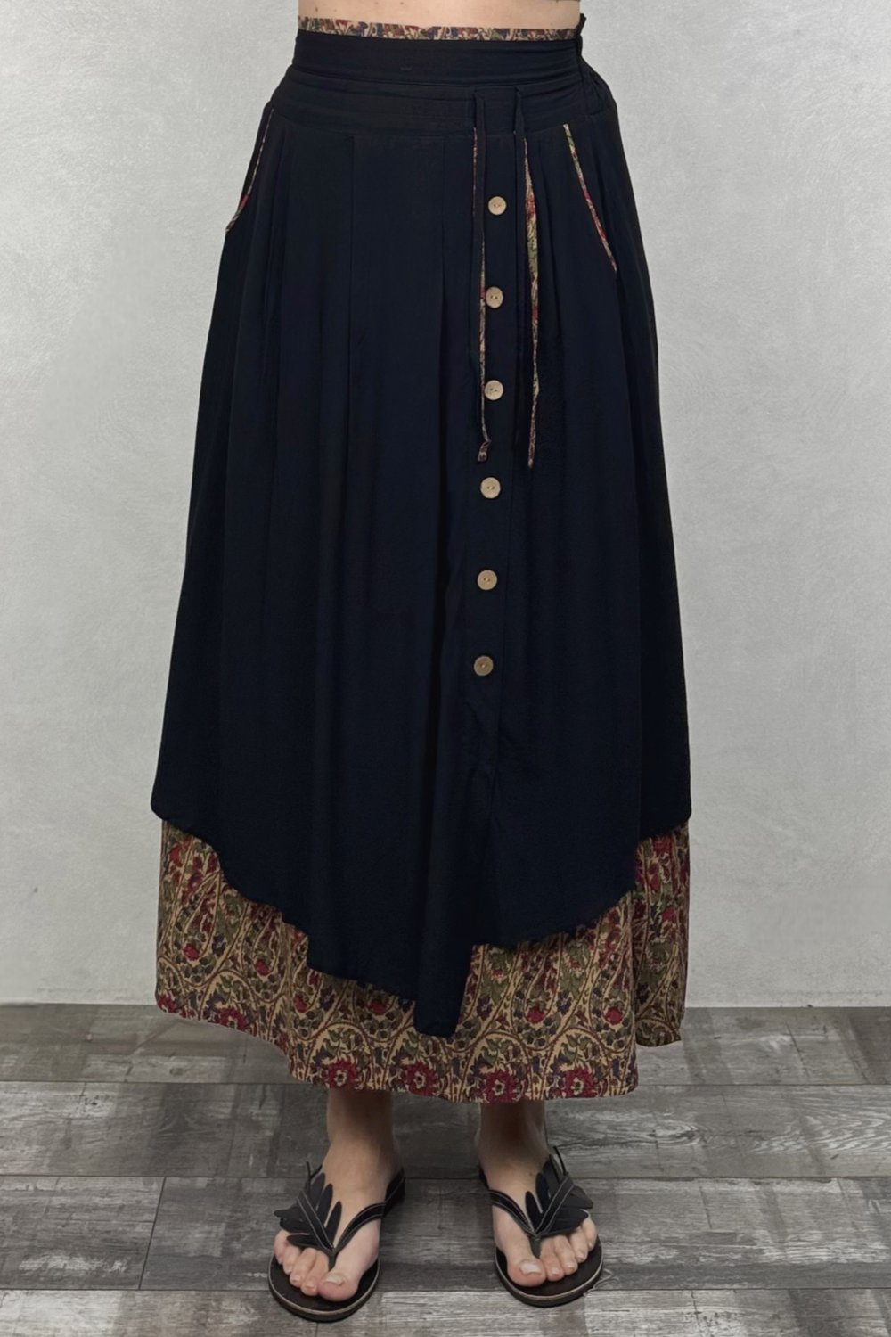 Çift Katlı Polly Gypsy Etek - Siyah Pera