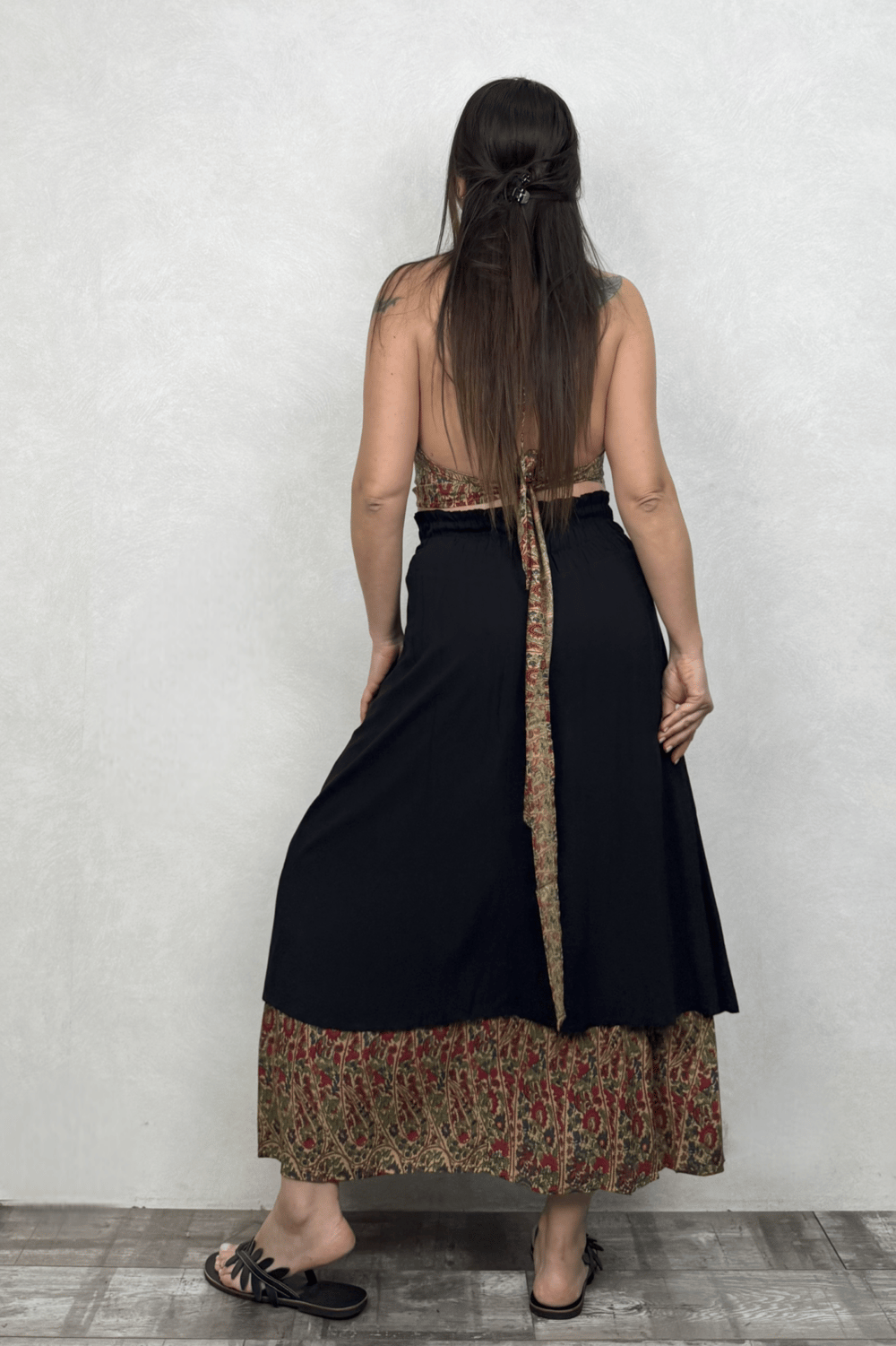 Çift Katlı Polly Gypsy Etek - Siyah Pera
