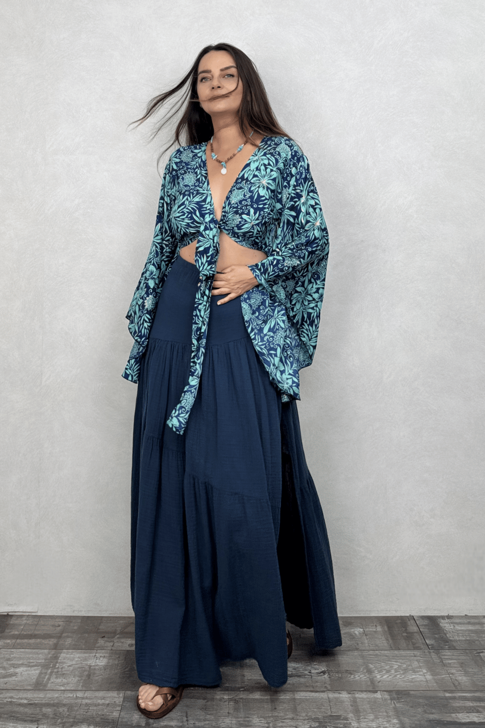 Dione Müslin Etek Midnight Navy - Petrol