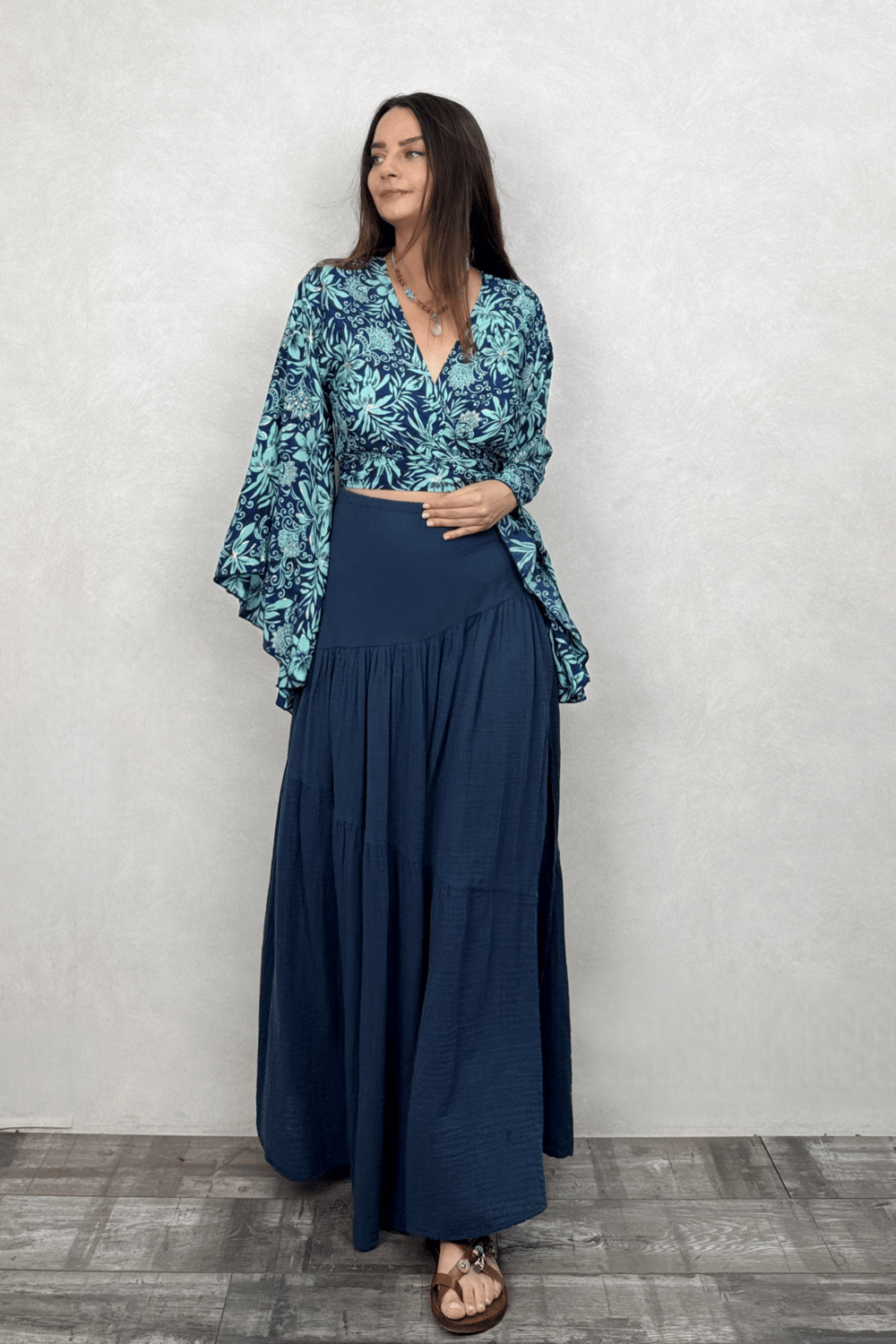 Dione Müslin Etek Midnight Navy - Petrol