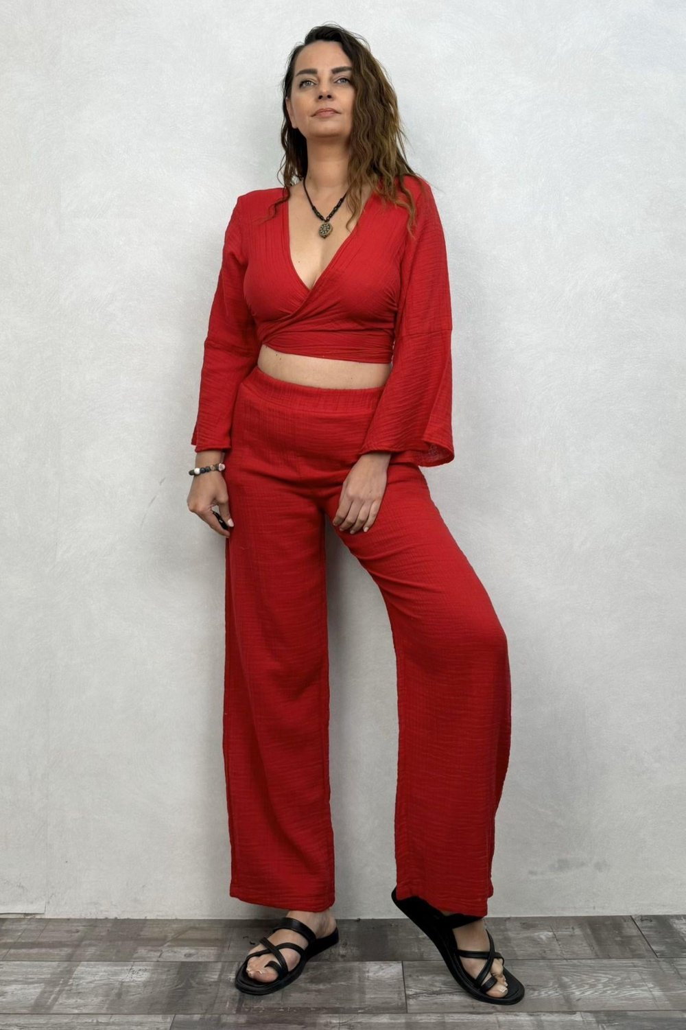 Doria Müslin Bağlamalı Bolero Barbados Cherry - Vişne