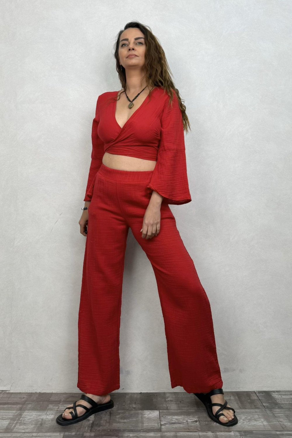Doria Müslin Bağlamalı Bolero Barbados Cherry - Vişne