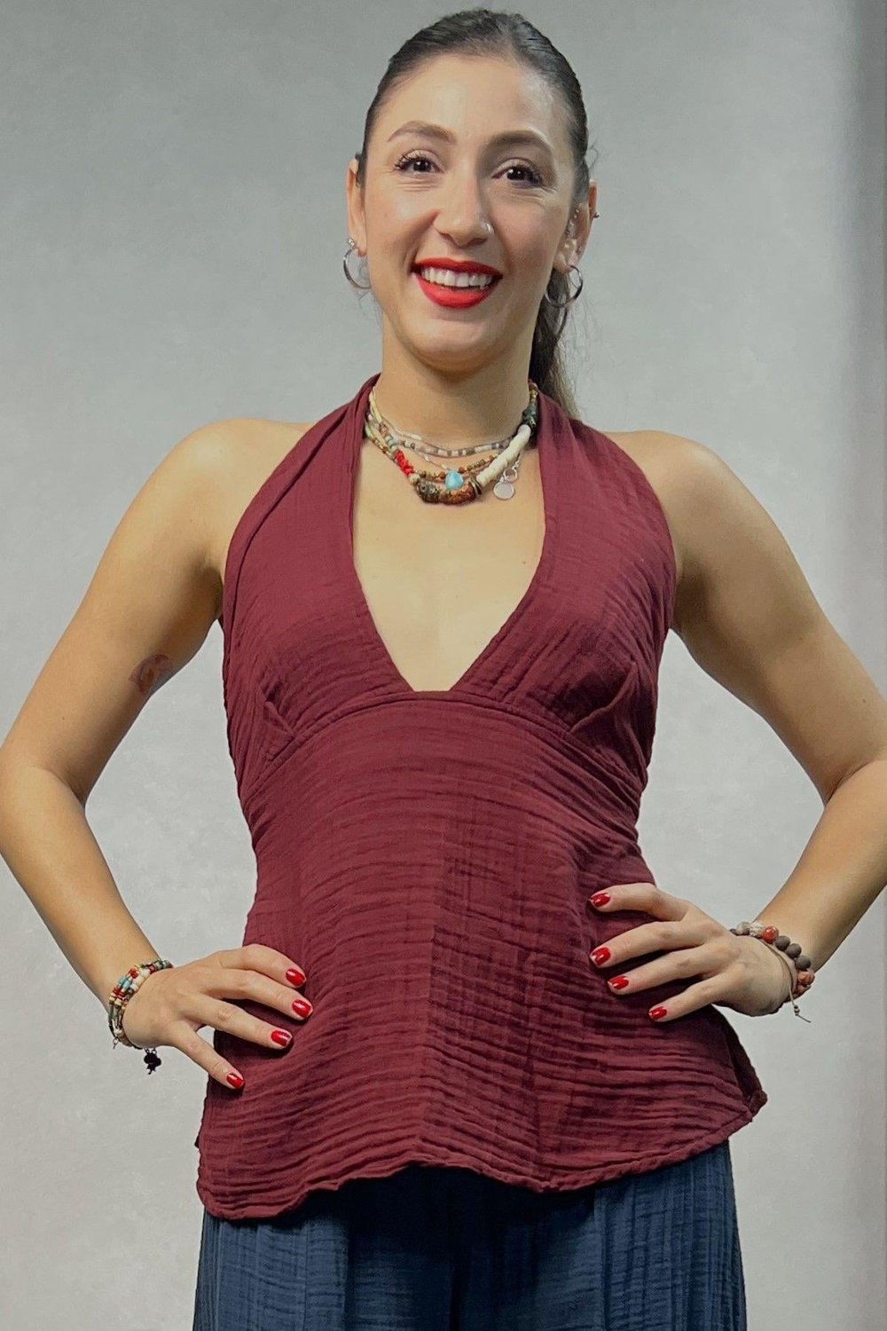 Duo Müslin Bluz Ruby Wine- Şarap