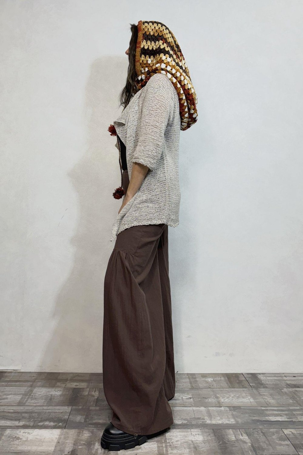 El Örgüsü Batik Balaclava - Kahve