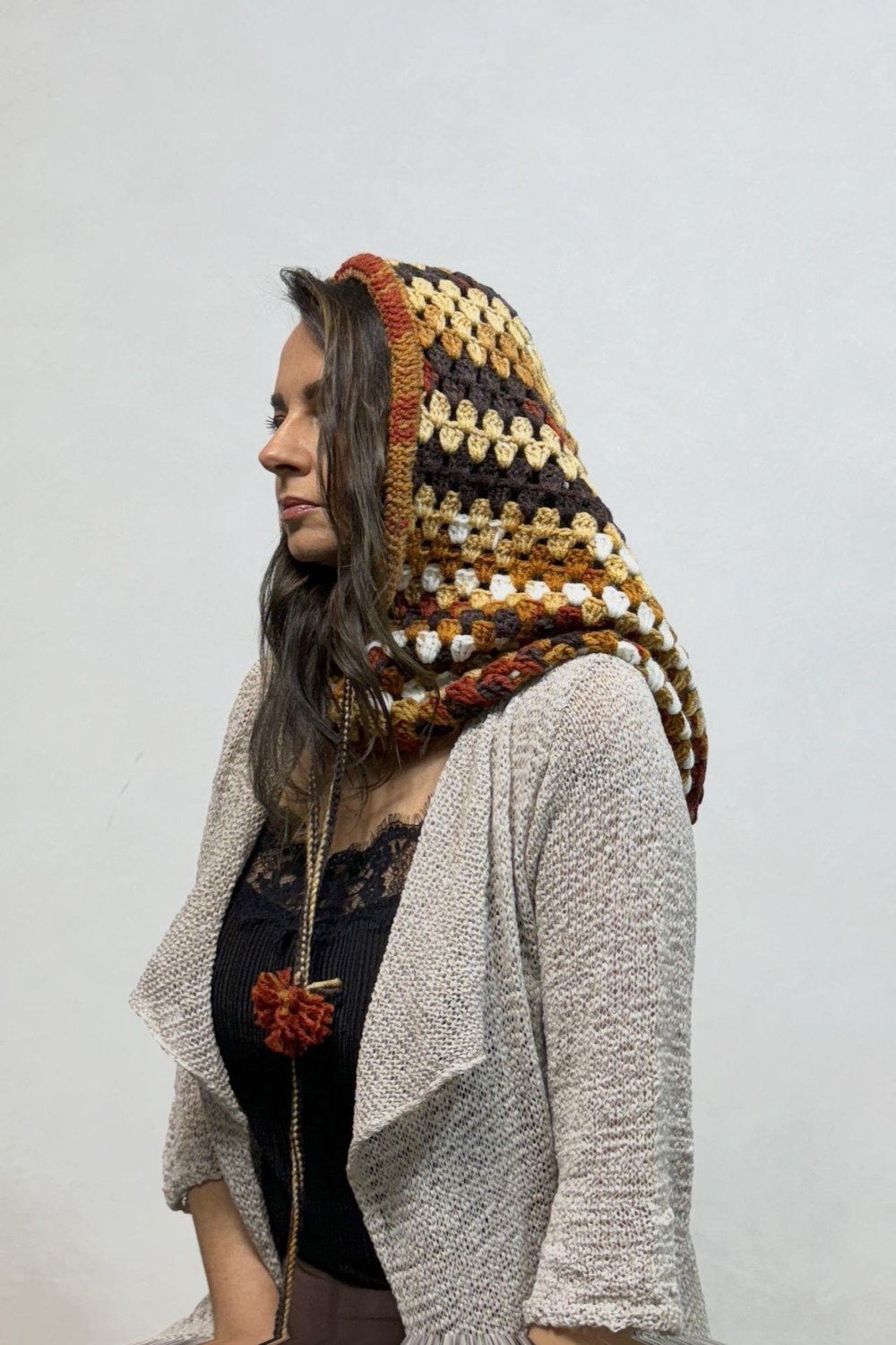 El Örgüsü Batik Balaclava - Kahve