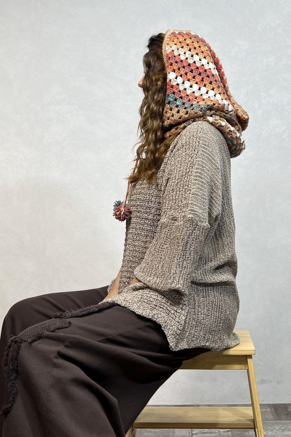 El Örgüsü Batik Balaclava - Toprak
