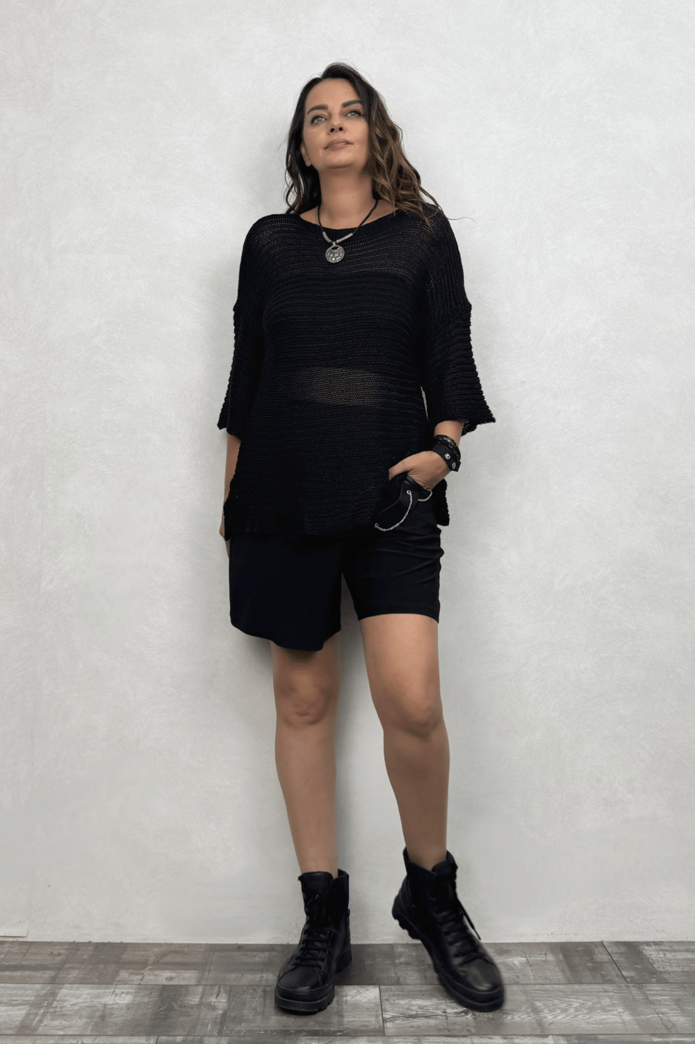 Fitilli Merserize Bluz  - Siyah