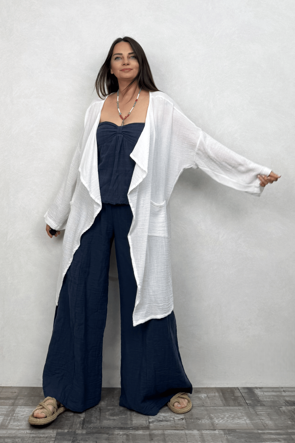 Freya Kaftan Nature Kaftan  - Beyaz