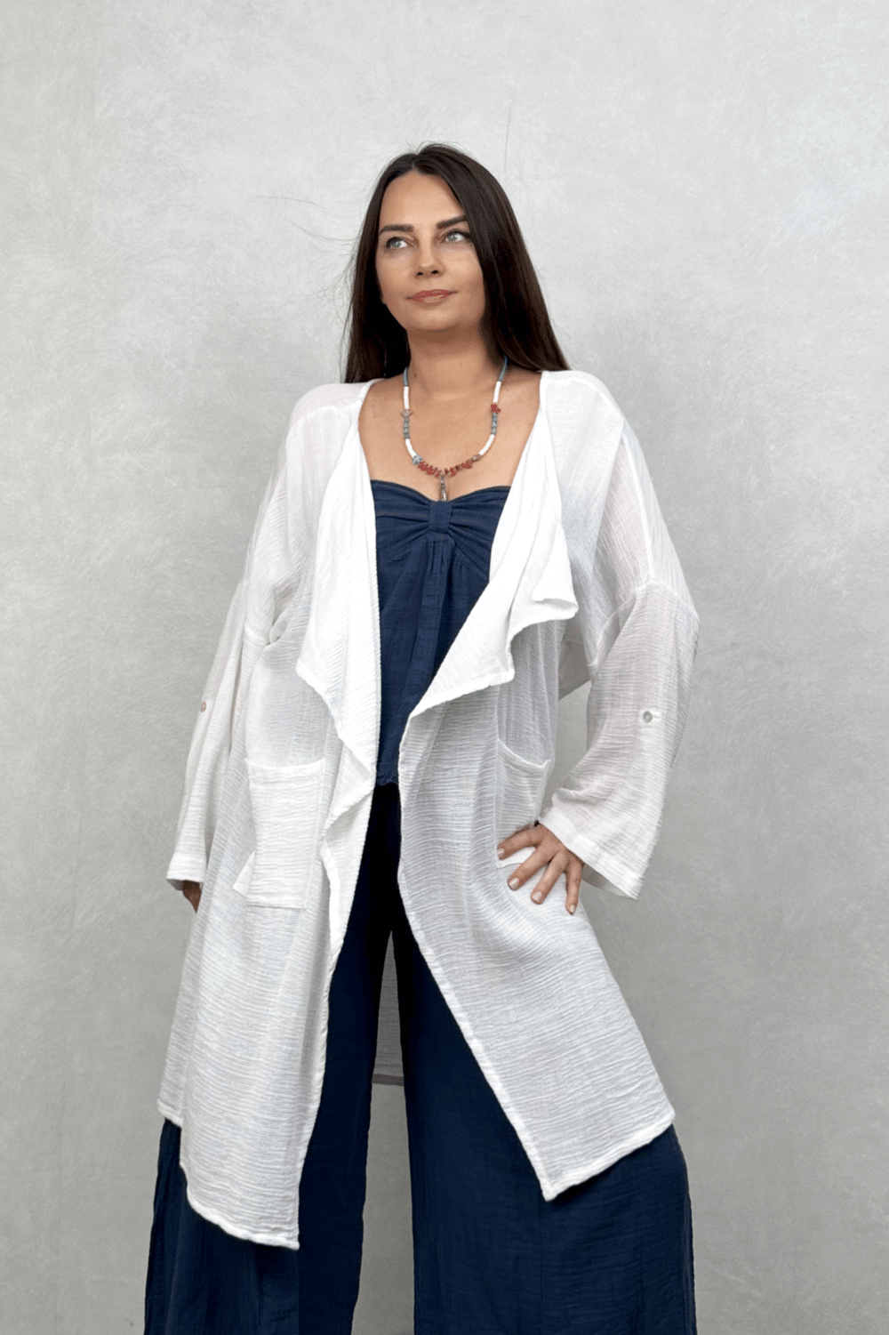 Freya Kaftan Nature Kaftan  - Beyaz