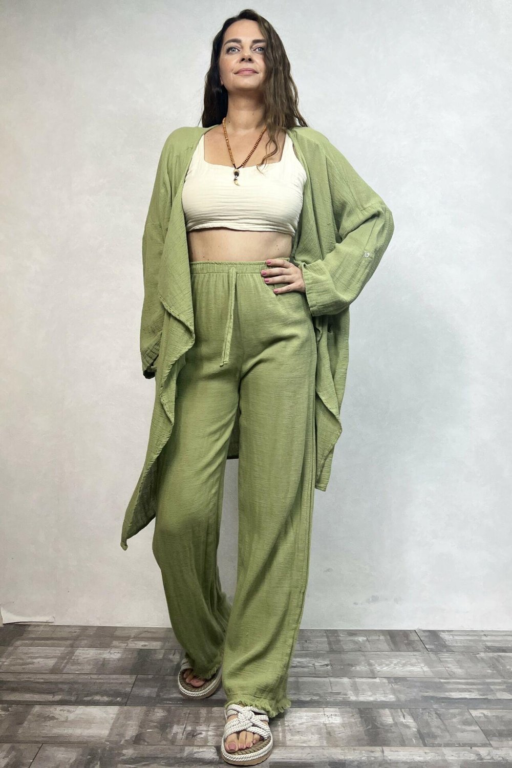 Freya Kaftan Sage Green - Yeşil
