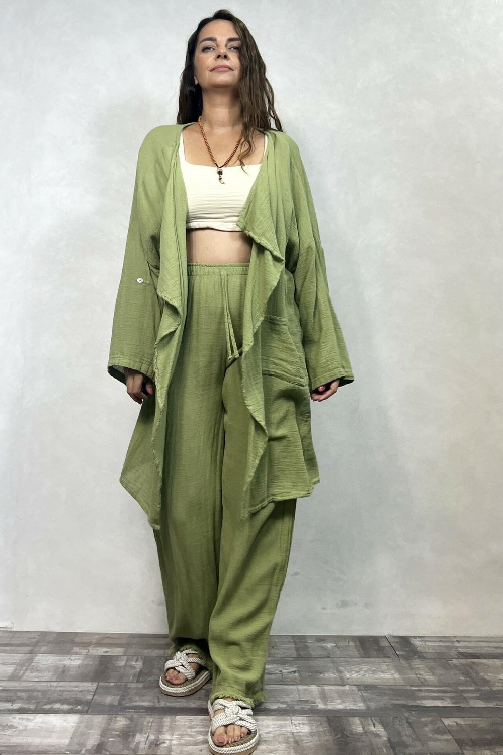 Freya Kaftan Sage Green - Yeşil