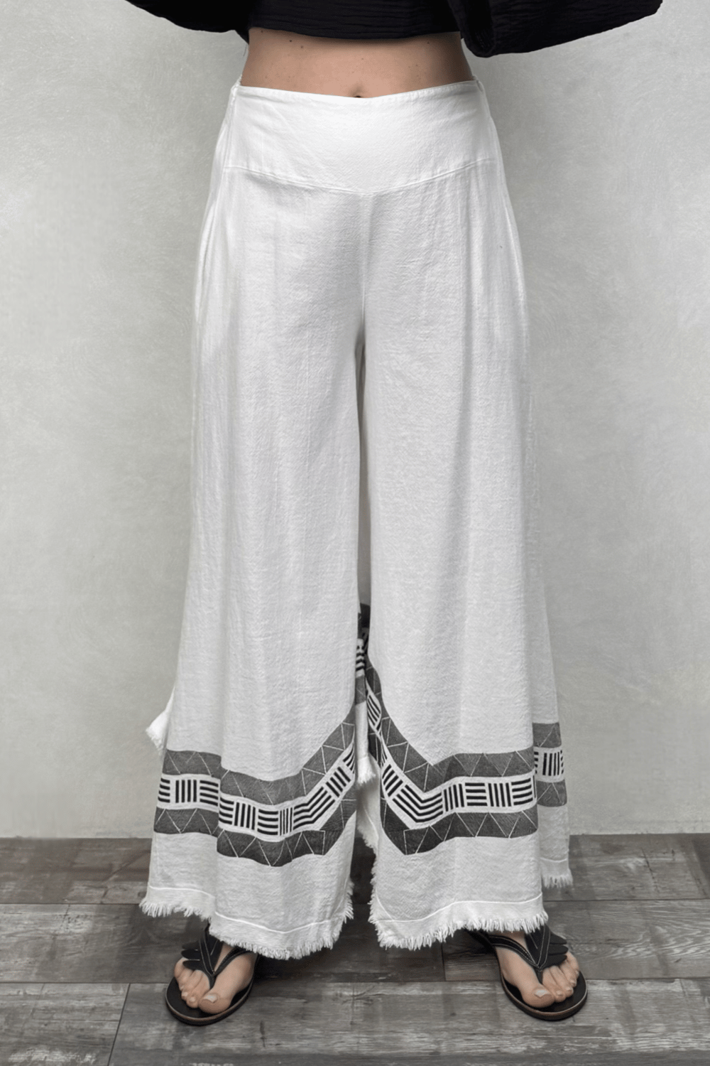 Frig Ağaç Baskı Pantolon - Beyaz