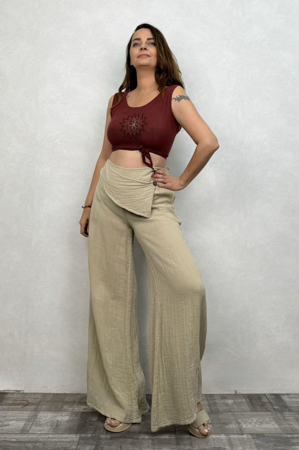 Fuga Crop Bluz- Bordo
