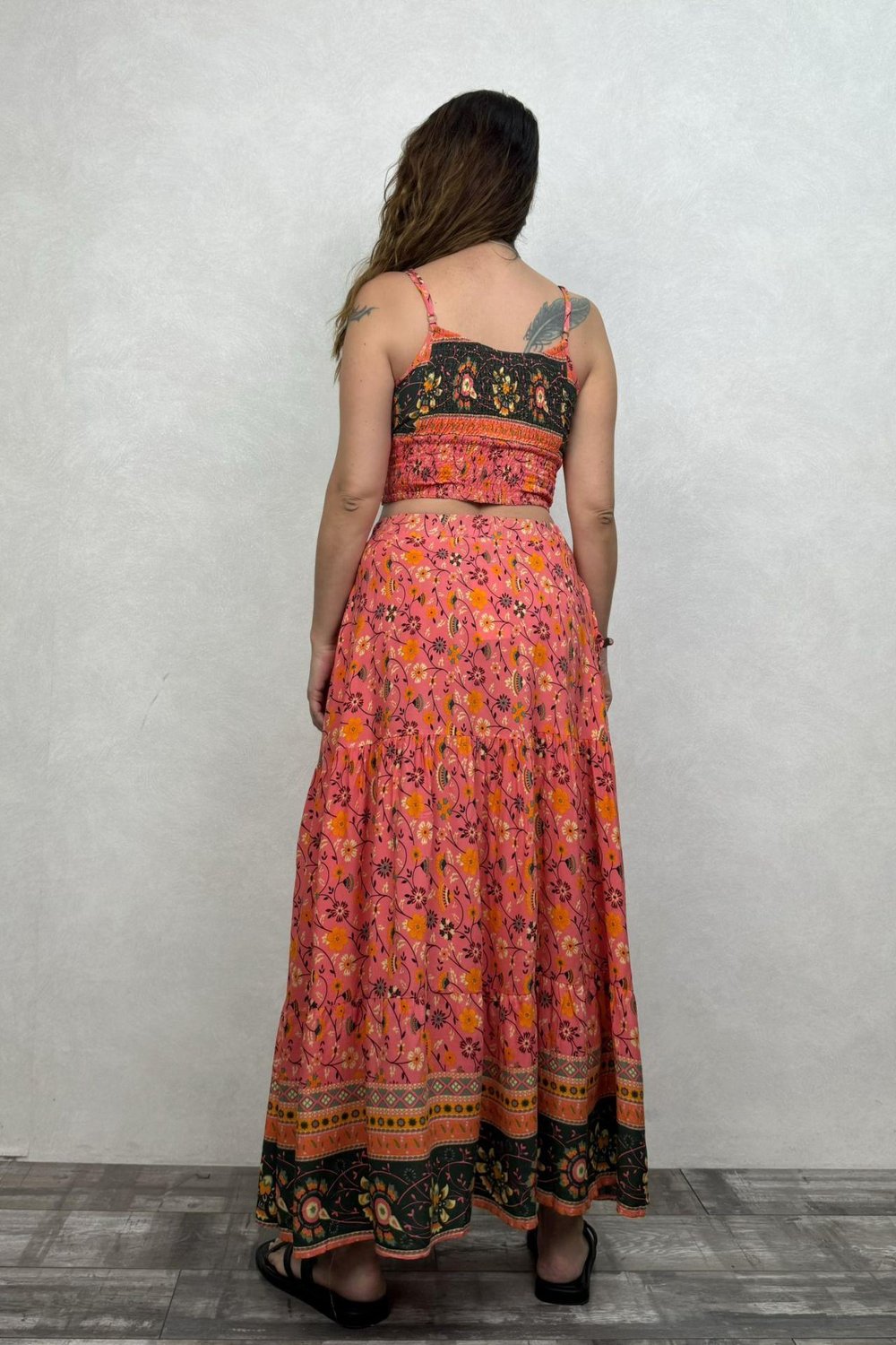 Gypsy Bohem Crop Bluz - Pembe
