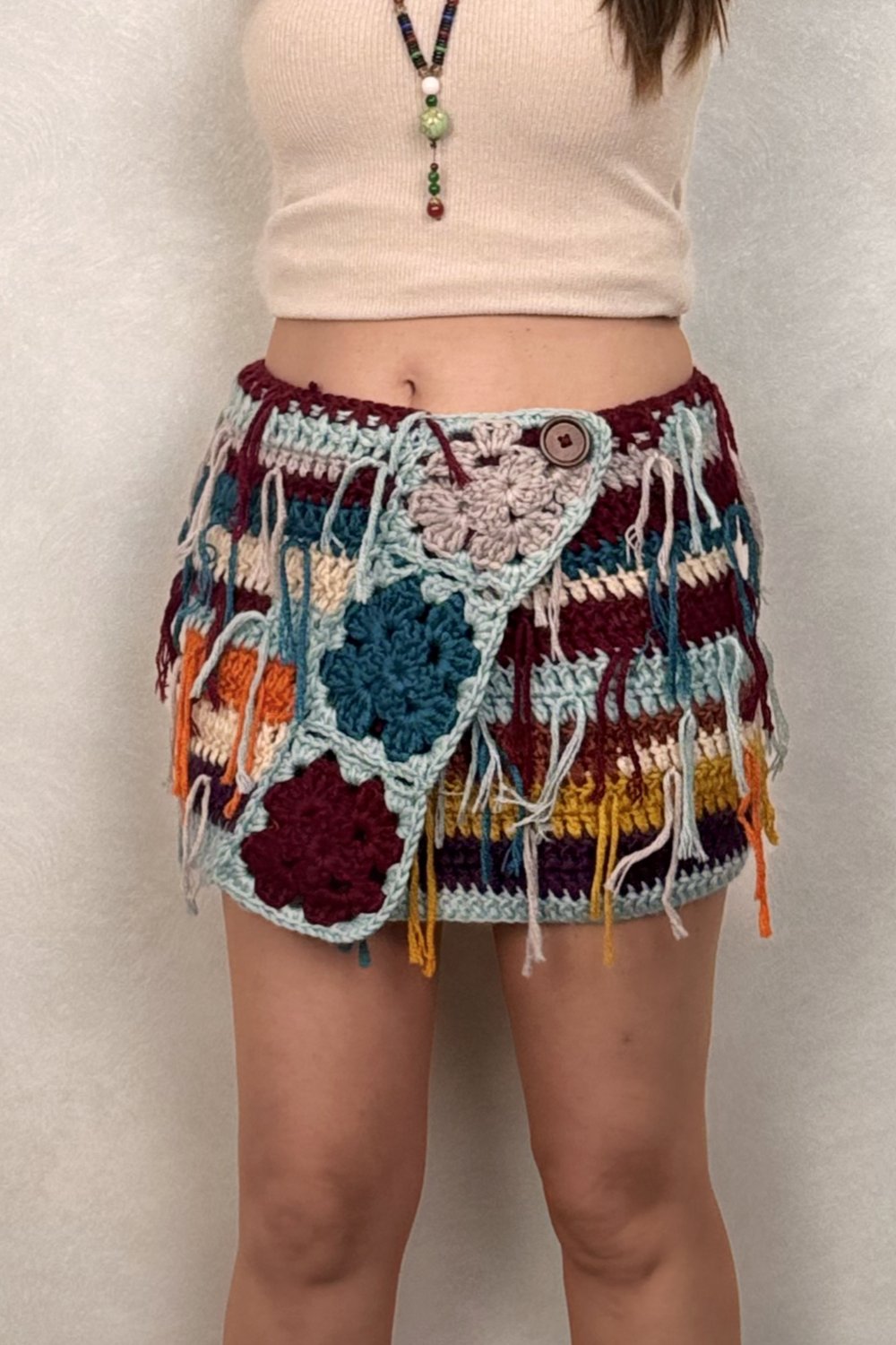 Hand Made Kışlık Mini Etek - Mavi