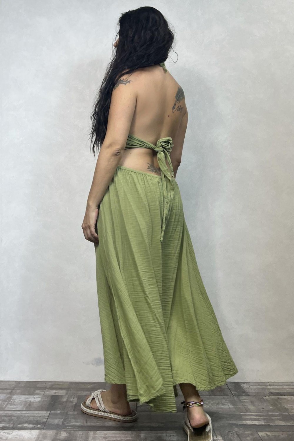 Blanca Imera Elbise -Sage Green  Yeşil