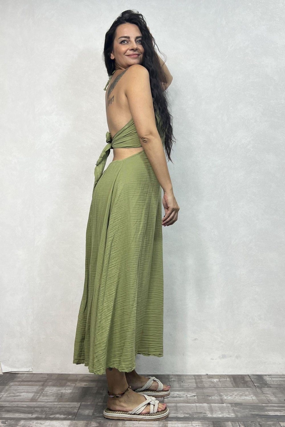 Blanca Imera Elbise -Sage Green  Yeşil