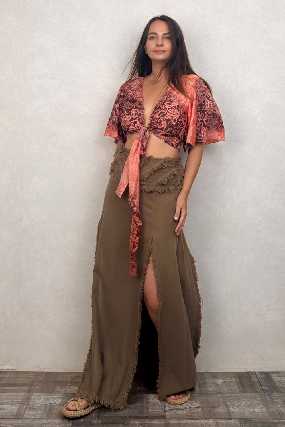 İpek Bolero Bluz - Orange Kahve