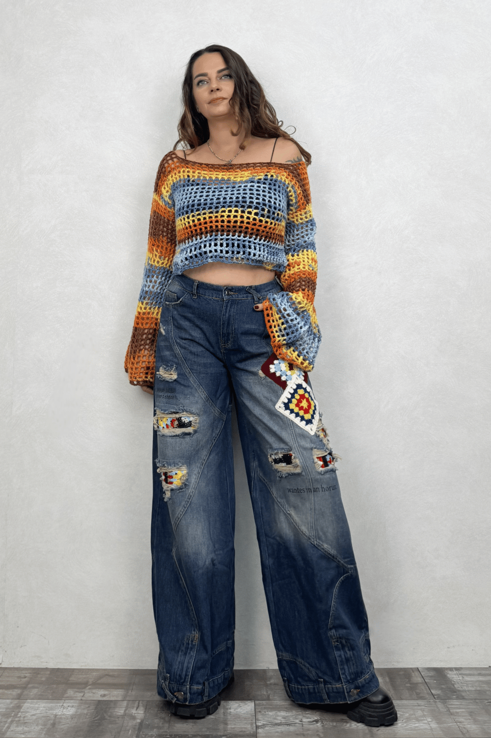 İspanyol Kol Batik Örgü Crop Bluz- Sarı Batik