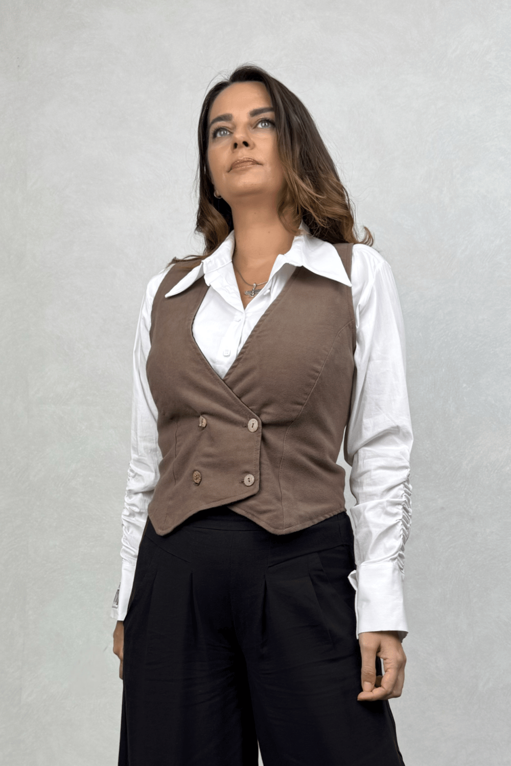 Juana Kaşe Yelek - Sütlü Kahve