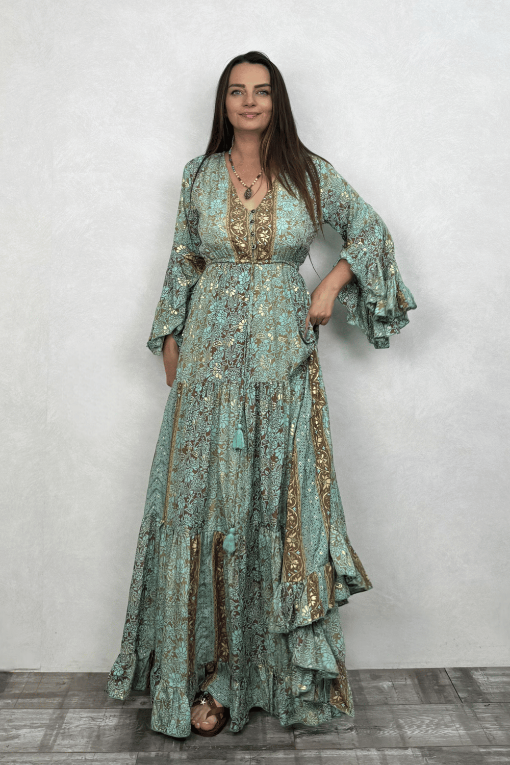 Juliana İpek Elbise - Mint