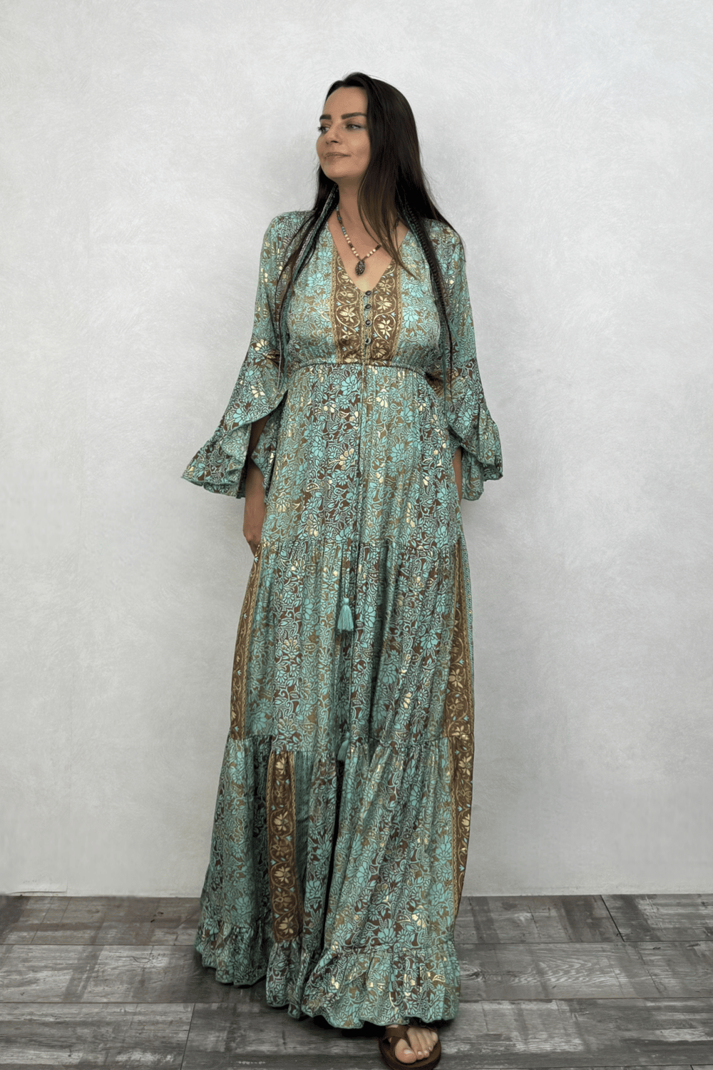 Juliana İpek Elbise - Mint