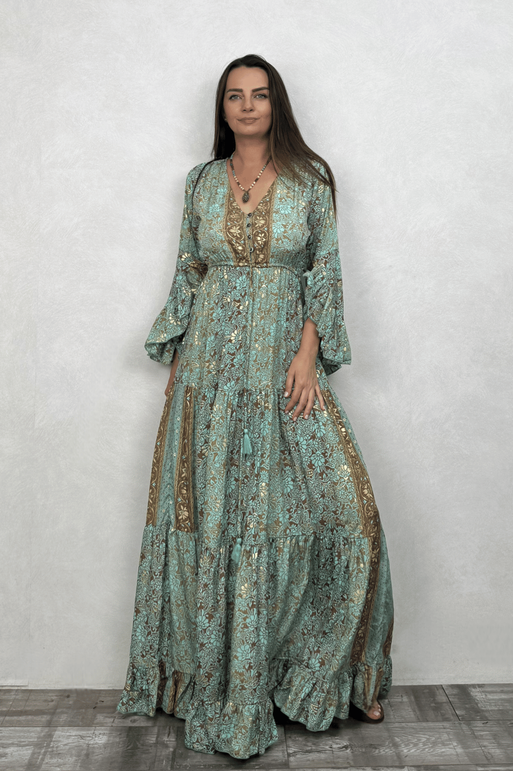 Juliana İpek Elbise - Mint