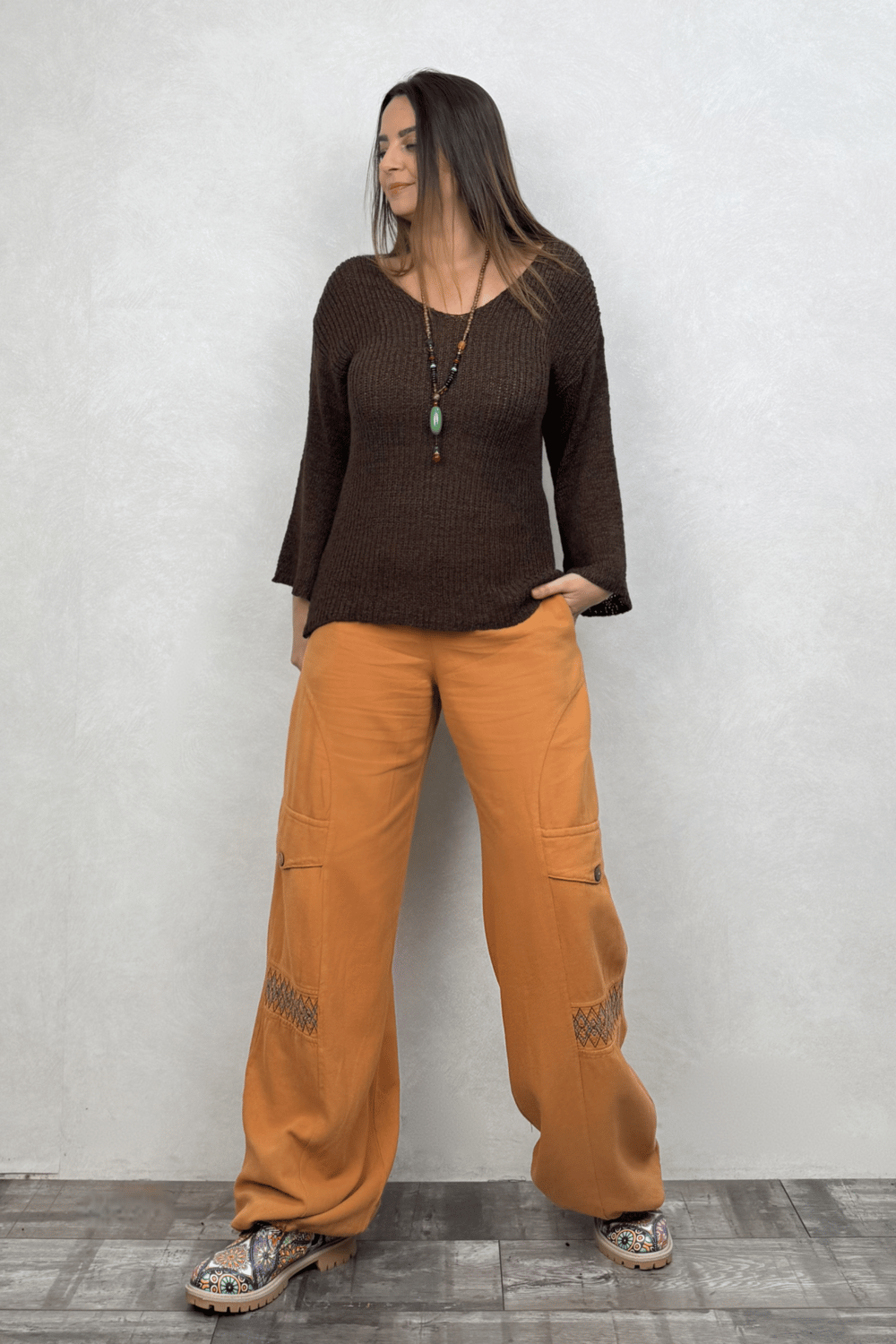 Kargo Model Gabardin Pantolon - Hardal