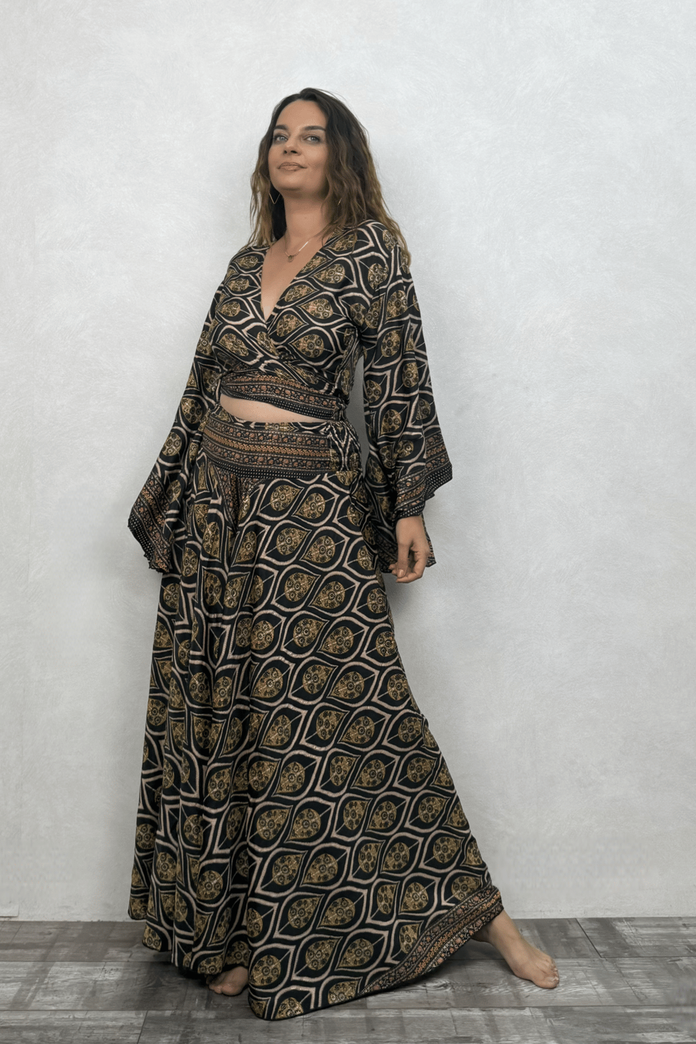 Kimono Kol İpek Bolero Bluz - Siyah Kronos