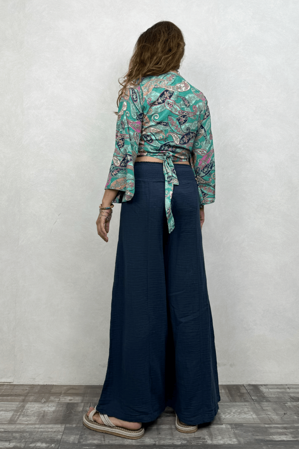 Kimono Kol İpek Bolero Bluz - Yeşil Şal