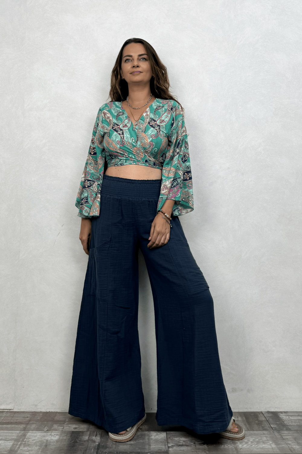 Kimono Kol İpek Bolero Bluz - Yeşil Şal