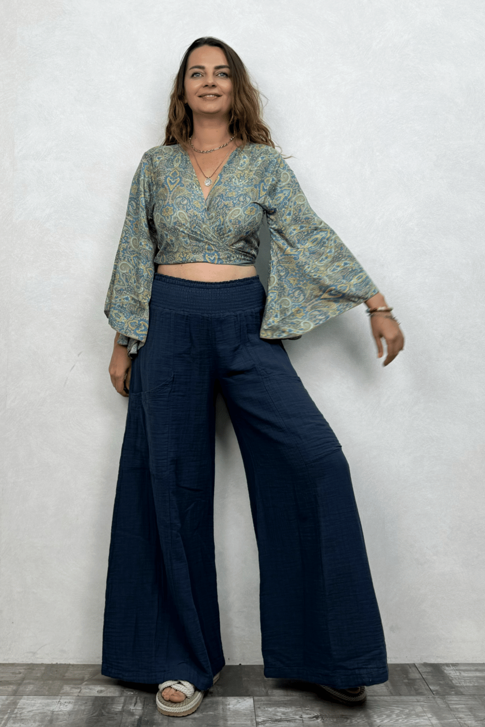 Kimono Kol İpek Bolero Bluz - Yeşil Sarı