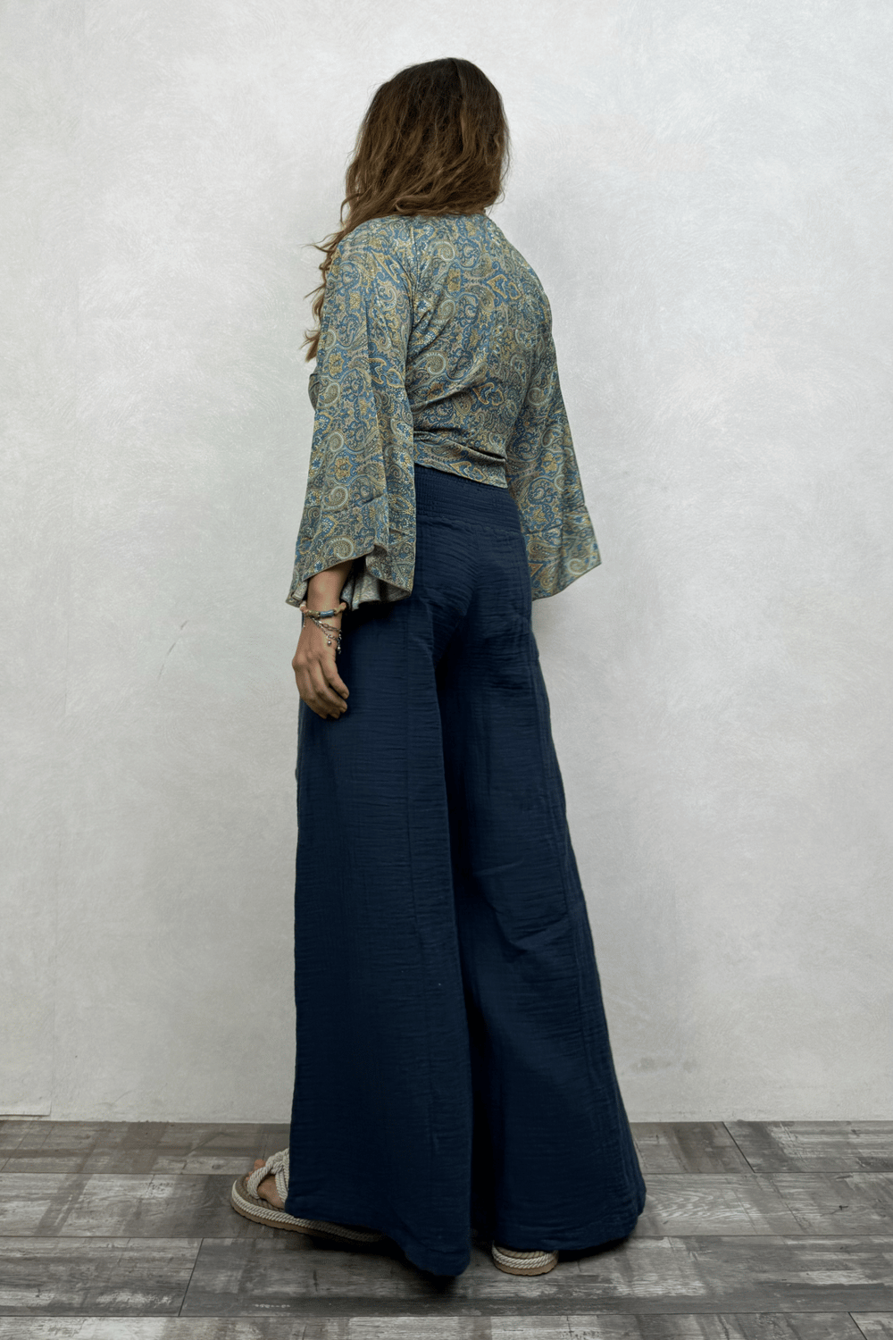 Kimono Kol İpek Bolero Bluz - Yeşil Sarı