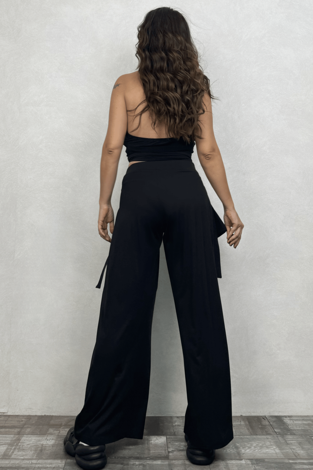 Lamante Bulmaca Crop Bluz  - Siyah