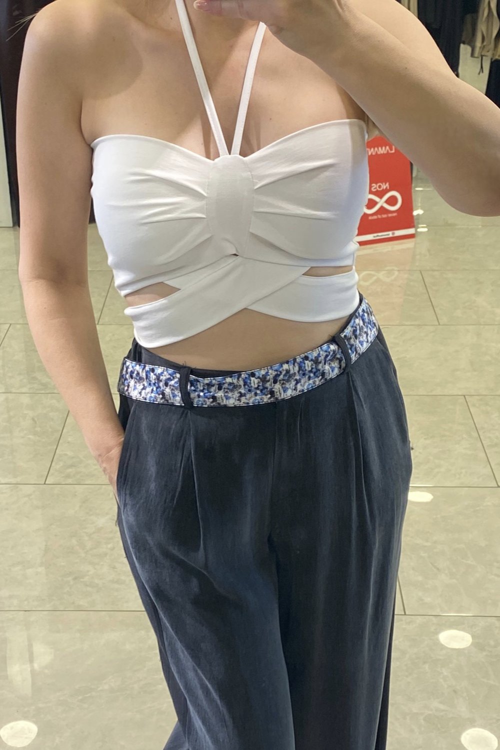 Lamante Crop Bluz - Beyaz