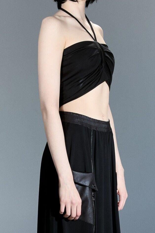 Lamante Crop Bluz - Siyah