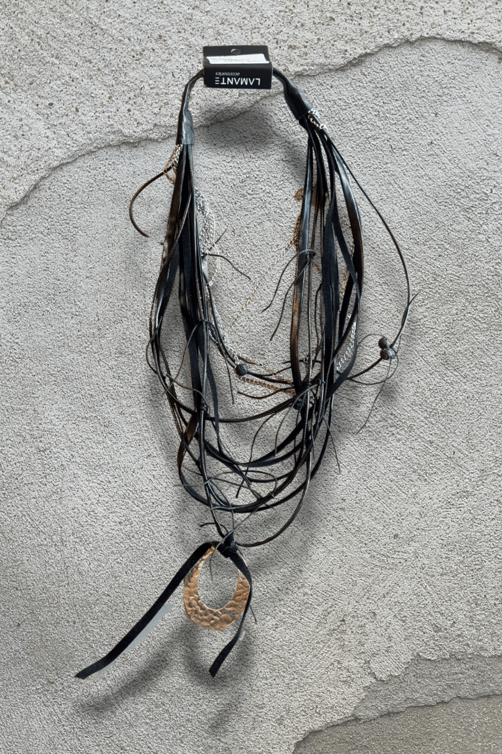 Lamante Hole Tasarım Kolye - Siyah Silver