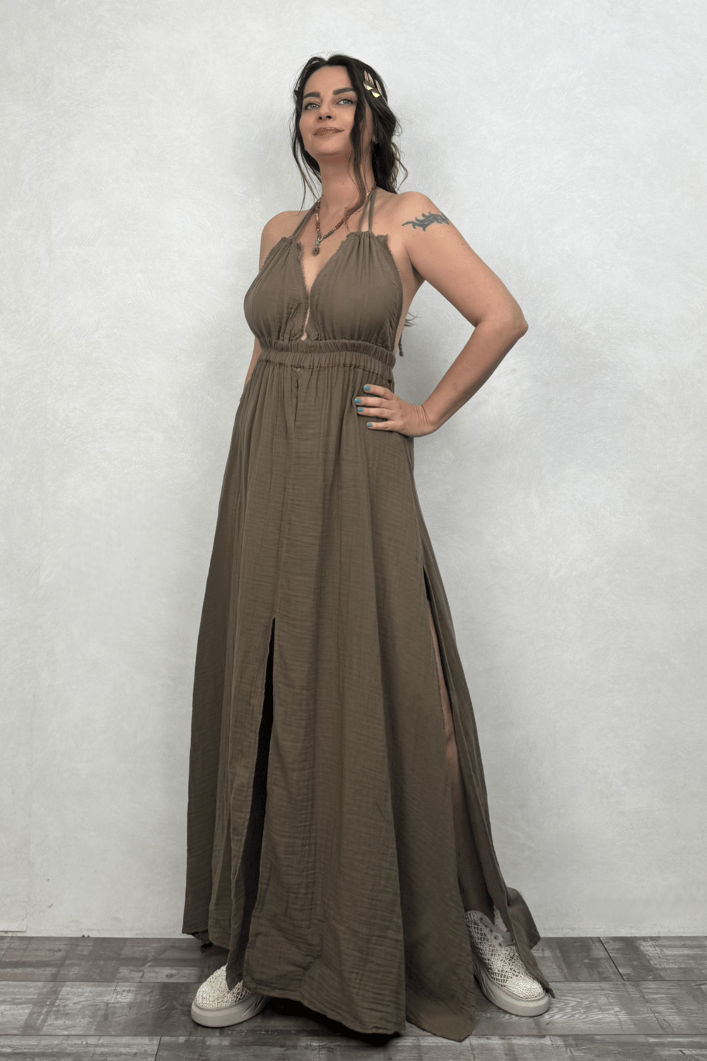 Blanca Lilith Elbise - Neutral Brown Doğal Kahve