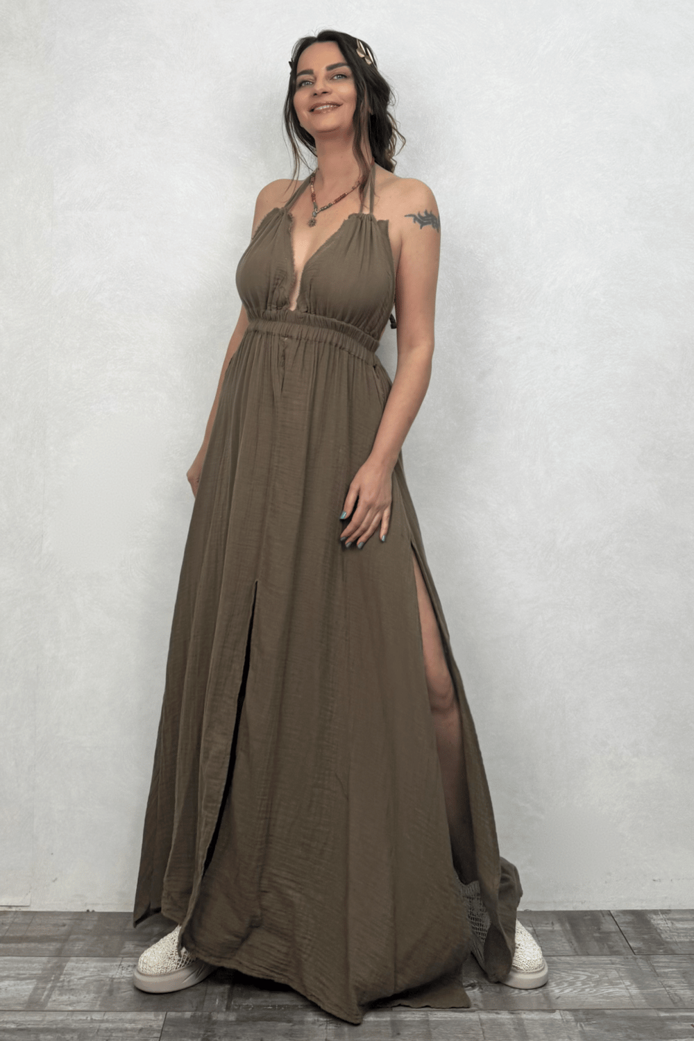 Blanca Lilith Elbise - Neutral Brown Doğal Kahve